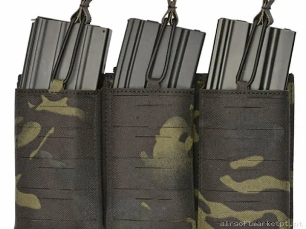 Pouch Magazine Pouch Triplo M4/Ak Oem Corte a Laser Estilo Multicam Black — Coletes & Rigs — Airsoft Market PT
