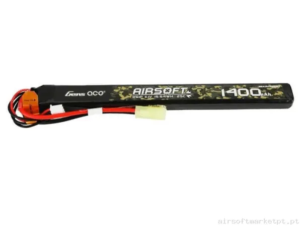 Bateria Lipo Stick Gens Ace Slim 1400mah 11.1v 25c — Baterias & Carregadores — Airsoft Market PT