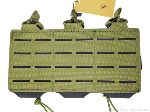 Pouch Magazine Pouch Triplo M4 Conquer Laser Cut verde od — Coletes & Rigs — Airsoft Market PT