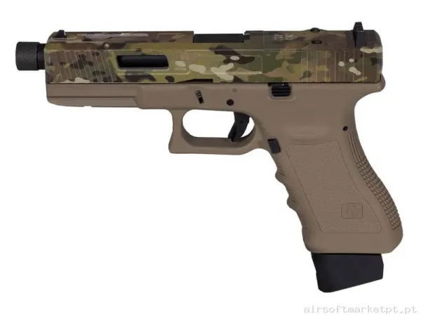 Réplica CO2 Pistola Secutor Gladius Magna III Custom tan/Estilo multicam — Pistolas — Airsoft Market PT