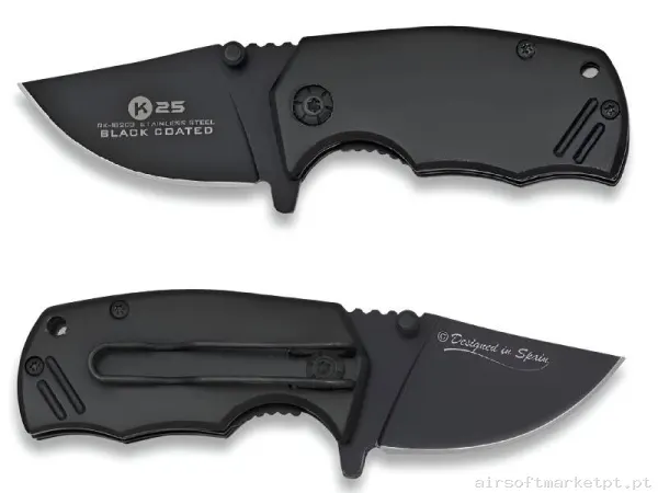 Faca Tática K25 18203 Black Coated Mini I 5.3cm com Clip — Ferramentas — Airsoft Market PT