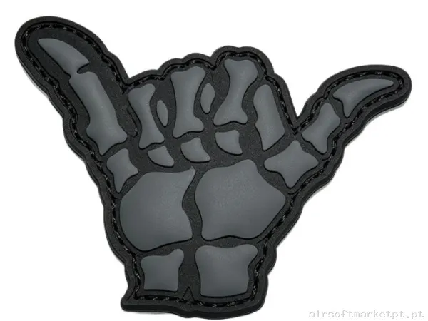 PARCHE GOMA RELIEVE OEM MANO ESQUELETO F17 NEGRO — Patches & Decoração — Airsoft Market PT