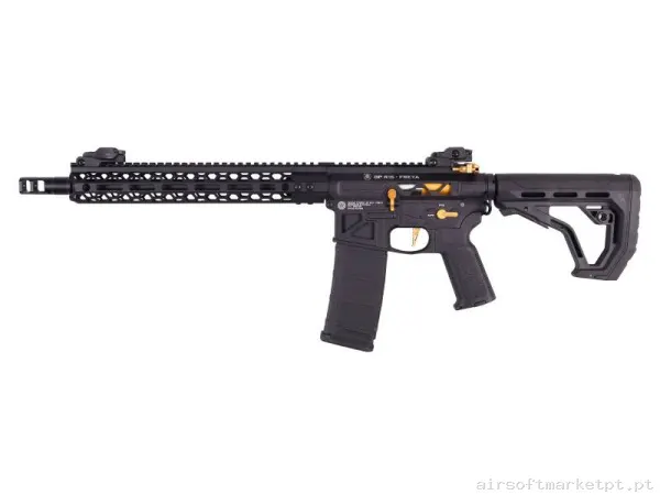 Réplica AEG M4 Delta Armory Freya DA-GP-FRY-A27 Hexagon Skeleton Gen.2 12.5" Eagle negra/Dorada — Rifles de Assalto (AR/M4/AK) — Airsoft Market PT