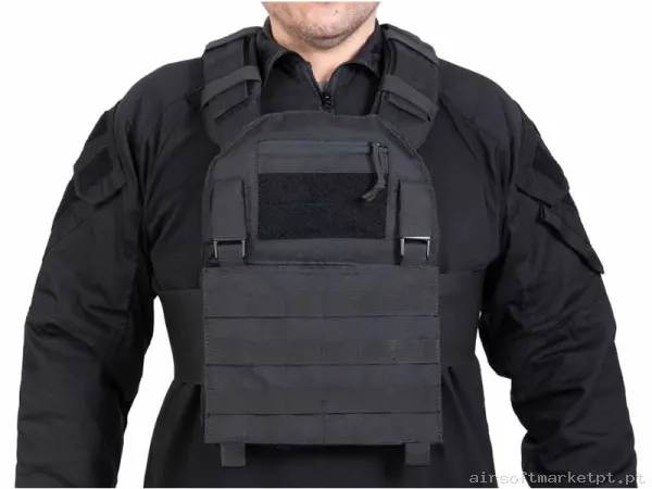 Colete Porta Placas Delta Tactics Force Mk1 preto — Coletes & Rigs — Airsoft Market PT