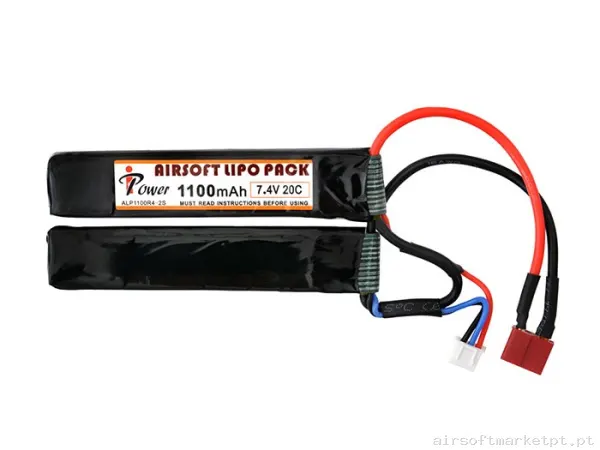 Bateria Lipo Nunchuk Doble Ipower 1100mah 7.4v 20c (T-Plug) — Baterias & Carregadores — Airsoft Market PT