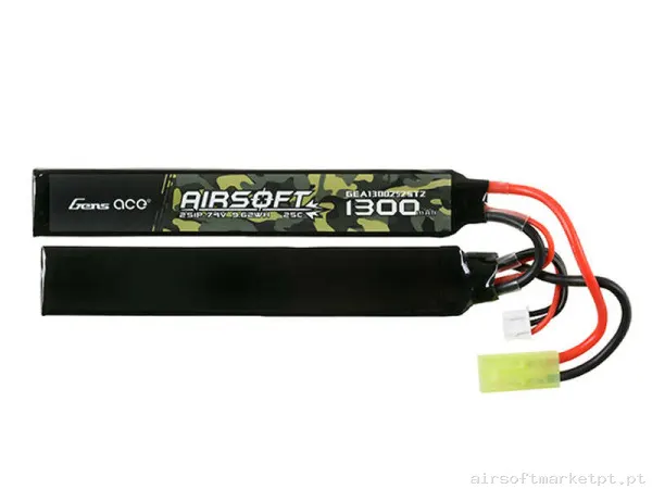 Bateria Lipo Nunchuk Doble Gens Ace 1300mah 7.4v 25c — Baterias & Carregadores — Airsoft Market PT