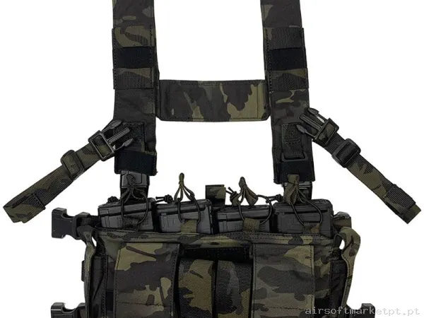 Chaleco Chest Rig Conquer Multi Chest Rig Estilo multicam Black — Coletes & Rigs — Airsoft Market PT
