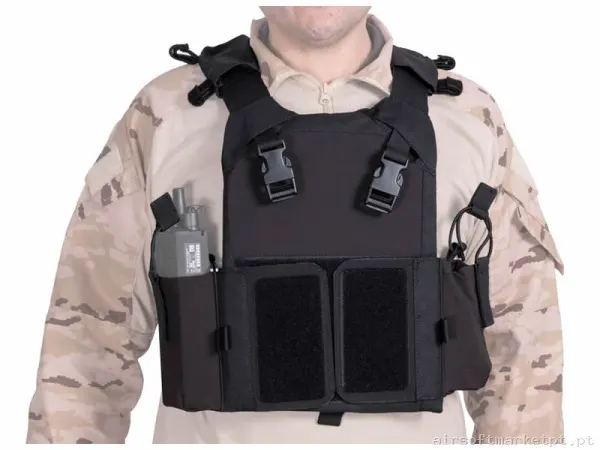 Colete Porta Placas Delta Tactics Force Mk2 preto — Coletes & Rigs — Airsoft Market PT