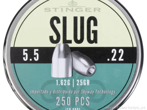 Perdigon Diábolo Punta Hueca 5.5mm 1.62g Stinger Slug 250u — Munição (BBs) — Airsoft Market PT