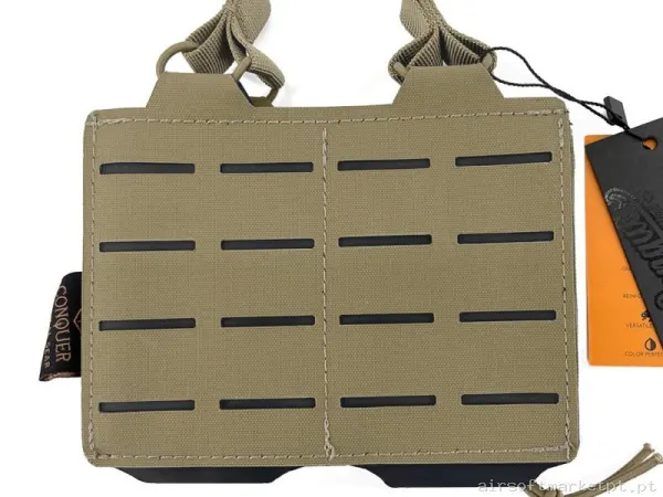 Pouch Portacargador Doble M4 Conquer Corte Láser Tan — Coletes & Rigs — Airsoft Market PT