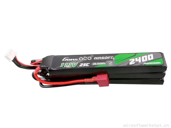 Bateria Lipo Nunchuk Triple Gens Ace 2400mah 11.1v 25c (T-Plug) — Baterias & Carregadores — Airsoft Market PT