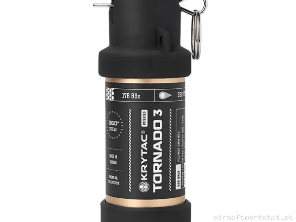 Granada Gas Krytac Tornado 3 Temporizada negra/Dourada — Grenades & Lançadores — Airsoft Market PT
