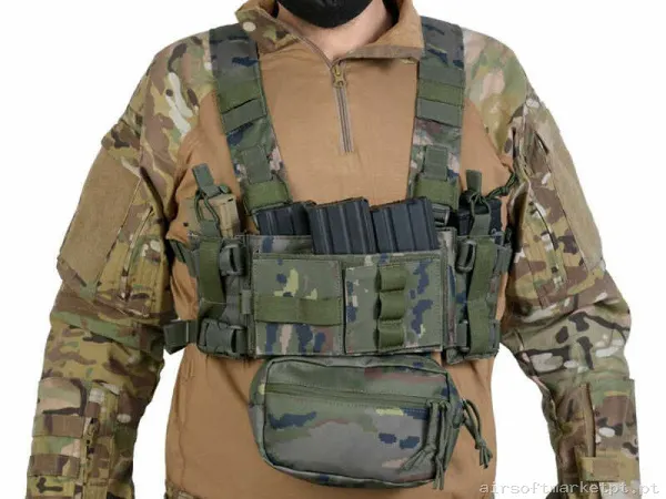 Colete Chest Rig Delta Tactics Mini Chest Rig Boscoso Pixelado — Coletes & Rigs — Airsoft Market PT
