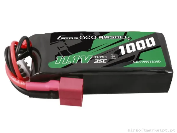 Bateria Lipo Stick Mini Gens Ace 1000mah 11.1v 35c (T-Plug) — Baterias & Carregadores — Airsoft Market PT