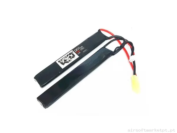 BATERÍA LIPO 7.4V RACCOON 1300 MAH 25-50C - 2 MODULOS — Baterias & Carregadores — Airsoft Market PT