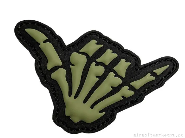 PARCHE GOMA RELIEVE OEM MANO ESQUELETO F18 VERDE OD — Patches & Decoração — Airsoft Market PT