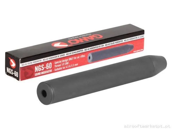 Externo Supressor Moderador Som Carabina PCP Gamo NGS-60 1/2 Unf negro — Acessórios & Componentes — Airsoft Market PT