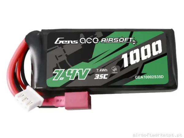 Bateria Lipo Stick Mini Gens Ace 1000mah 7.4v 35c (T-Plug) — Baterias & Carregadores — Airsoft Market PT
