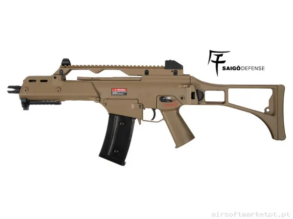 Réplica airsoft AEG G36C Saigo 36 tan — Rifles de Assalto (AR/M4/AK) — Airsoft Market PT