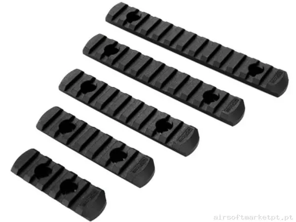 Externo Rail M-Lok Oem 5/7/9/11/13 Slot Polimero negro Pack 5u — Acessórios & Componentes — Airsoft Market PT