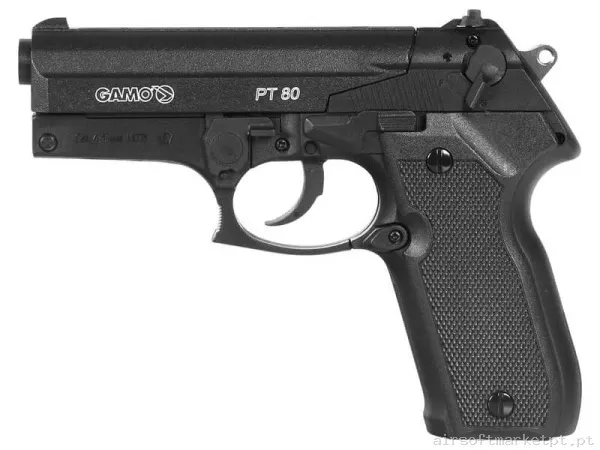 Airgun CO2 4.5mm Pistola Gamo PT-80 negra Kit Balines+Bombona — Pistolas — Airsoft Market PT