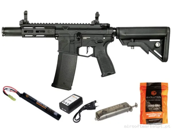 Réplica airsoft AEG M4 Evolution Ghost Xs Emr a Carbontech Combo preta — Rifles de Assalto (AR/M4/AK) — Airsoft Market PT