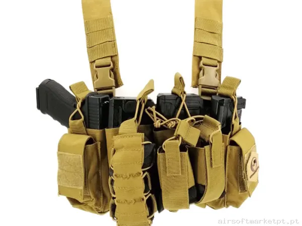 Colete Chest Rig Oem M4 Standard tan — Coletes & Rigs — Airsoft Market PT