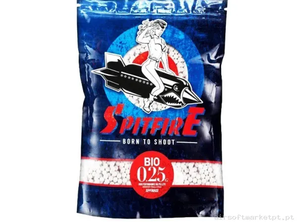 BOLAS SPITFIRE 0.25G BIO 1KG BLANCAS — Munição (BBs) — Airsoft Market PT