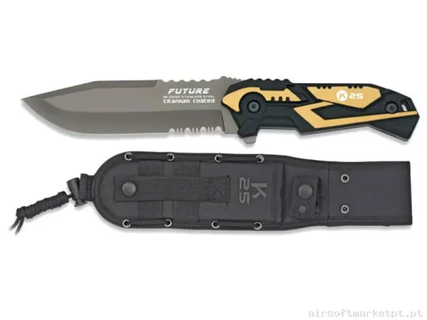 Faca Tática K25 32122 Future Titanium Coated 12.5cm com Capa — Ferramentas — Airsoft Market PT