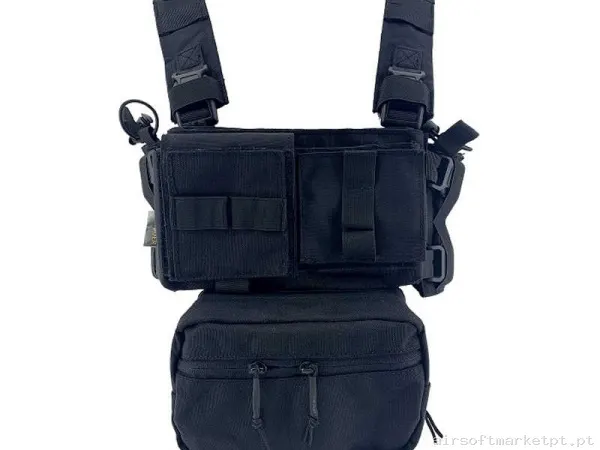 Colete Chest Rig Conquer Mini Chest Rig preto — Coletes & Rigs — Airsoft Market PT