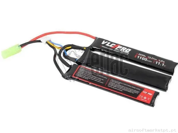 BATERIA LIPO VLC PRO 11.1V 1100 MAH 25C-50C 3 MODULOS — Baterias & Carregadores — Airsoft Market PT