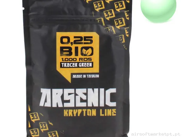 Bolas Arsenic Krypton Bio Trazadora 0.25g 1000 Bbs Verde — Munição (BBs) — Airsoft Market PT