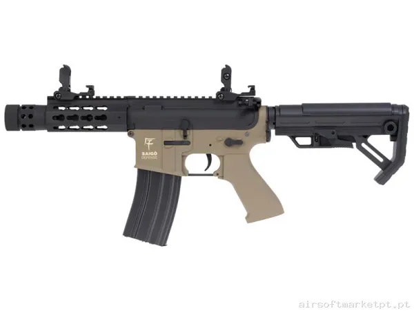 Réplica AEG M4 Saigo Kenji Short S tan/Negra — Rifles de Assalto (AR/M4/AK) — Airsoft Market PT
