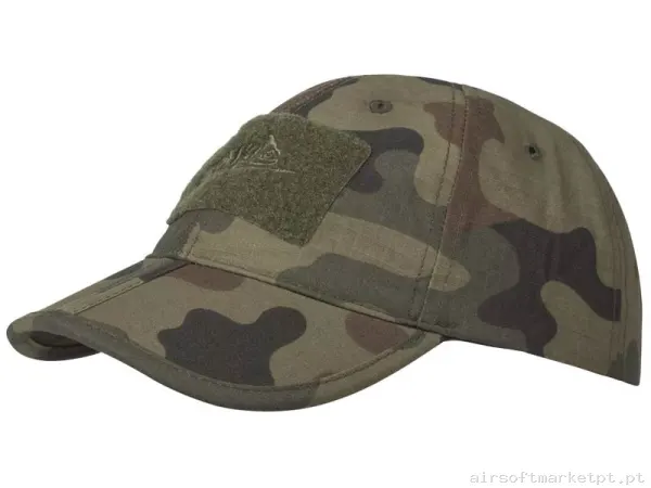 Gorra Beisbol Velcro Plegável Helikon-Tex Folding Cap PL Woodland — Proteção Ocular & Facial — Airsoft Market PT