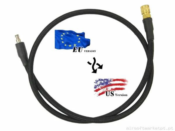 Adaptador preto da linha Balystik Eu-Us HPA — HPA & Linhas — Airsoft Market PT