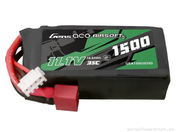 Bateria Lipo Stick Mini Gens Ace 1500mah 11.1v 35c (T-Plug) — Baterias & Carregadores — Airsoft Market PT