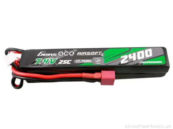 Bateria Lipo Nunchuk Dupla Gens Ace 2400mah 7.4v 25c (T-Plug) — Baterias & Carregadores — Airsoft Market PT