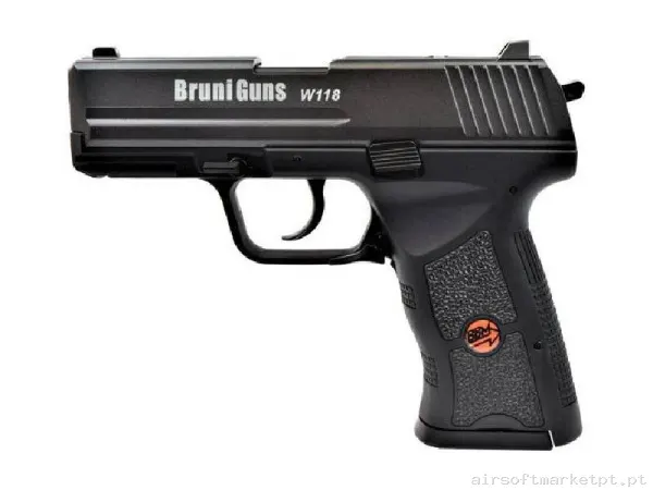 Airgun CO2 4.5mm Pistola Bruni W118 Blowback BR-118MP preta — Pistolas — Airsoft Market PT