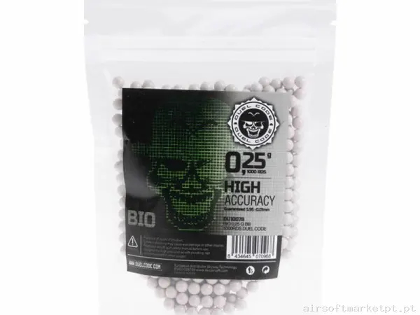 BBs Bio 0.25g Duel Code 1000 BBs Brancas — Munição (BBs) — Airsoft Market PT