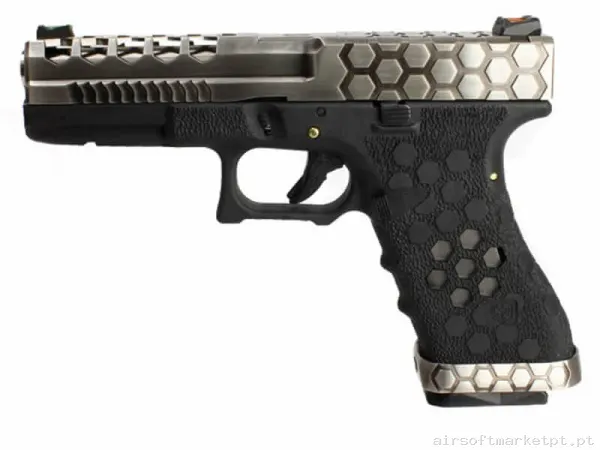 Réplica GBB Pistola G17 Aw Custom Vx0100 Hex Cut negra/Gris — Pistolas — Airsoft Market PT