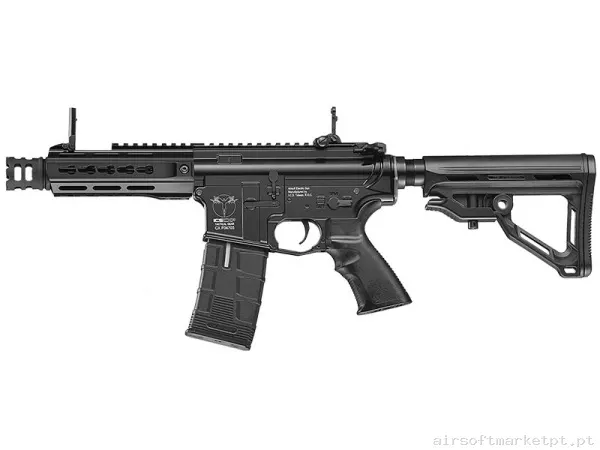 Réplica airsoft AEG M4 ICS EBB CXP-UK1 Captain MTR Coronha negra — Rifles de Assalto (AR/M4/AK) — Airsoft Market PT