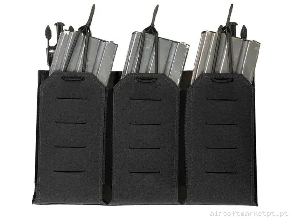 Pouch Magazine Pouch Triple M4 Warrior Assault Laser Cut Open Top Detachable preto — Coletes & Rigs — Airsoft Market PT