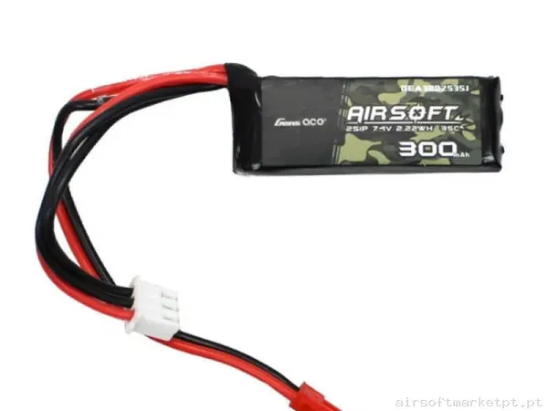 Bateria Lipo HPA Gens Ace 300mAh 7.4V 35C (Jst) — Baterias & Carregadores — Airsoft Market PT