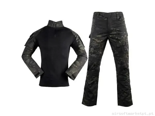 UNIFORME MULTICAM BLACK CON RODILLERAS Y CODERAS - XL — Vestuário (Fardas) — Airsoft Market PT