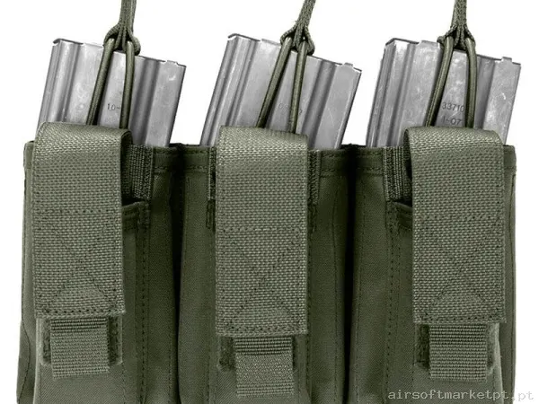Pouch Magazine Pouch Triplo M4 + Pistola 9mm Warrior Assault Triplo Open verde od — Coletes & Rigs — Airsoft Market PT