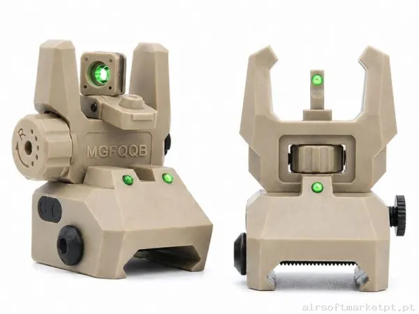 Mira Alzas Abatíveis Oem com Fibra verde Gen 2 Polímero tan — Miras & Ópticas — Airsoft Market PT