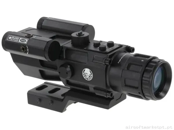 Mira Ponto vermelho 4x32 Duel Code S2 com Ponteiro laser preto — Miras & Ópticas — Airsoft Market PT