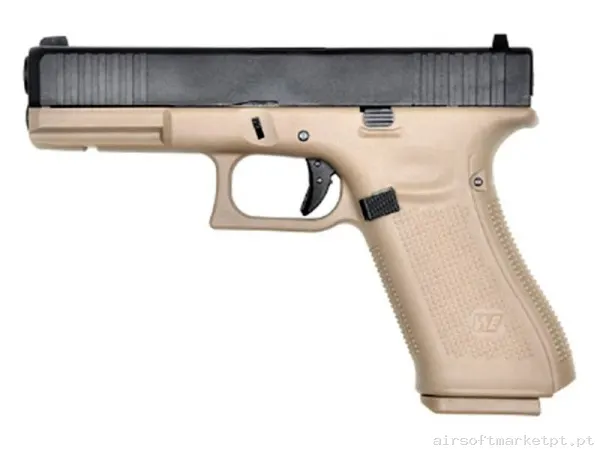 Réplica airsoft GBB Pistola G17 WE Gen 5 tan/Negra — Pistolas — Airsoft Market PT