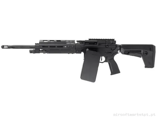 Réplica airsoft AEG LMG Krytac Trident LMG-M Ecu ETU 7.5" M-Lok preta — Support Guns (LMG) — Airsoft Market PT