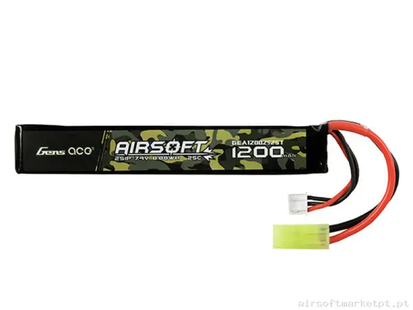 Bateria Lipo Stick Gens Ace 1200mah 7.4v 25c — Baterias & Carregadores — Airsoft Market PT